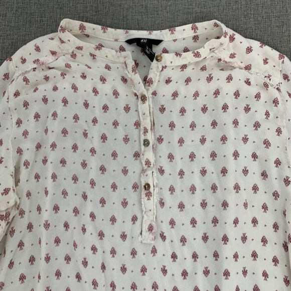 H&M Long Sleeve Top Size 14 Relaxed Fit Soft & Comfortable 100% Viscose Floral - Picture 2 of 13